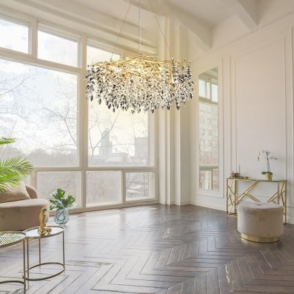Lampadario di cristallo a sospensione 12xG9/40W/230V oro