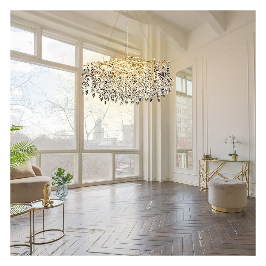 Lampadario di cristallo a sospensione 12xG9/40W/230V oro