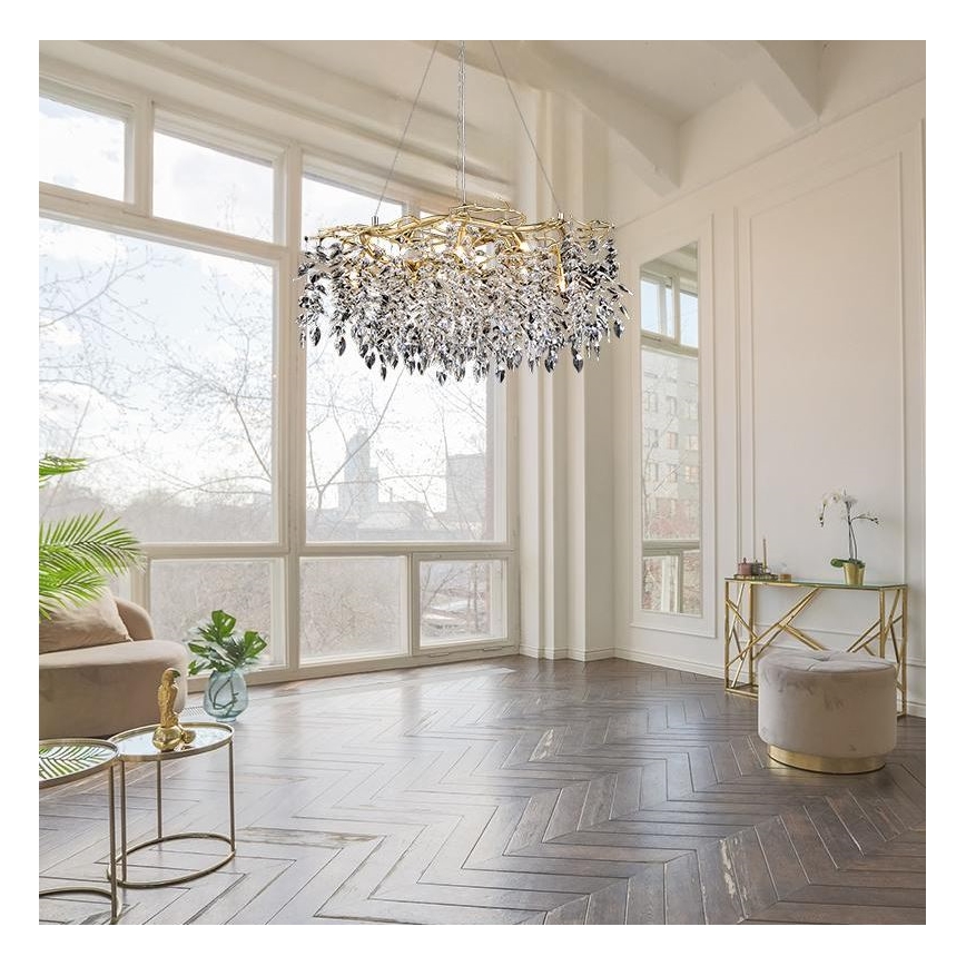 Lampadario di cristallo a sospensione 12xG9/40W/230V oro