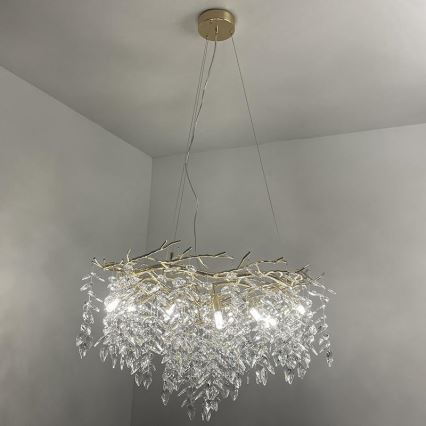 Lampadario di cristallo a sospensione 12xG9/40W/230V oro