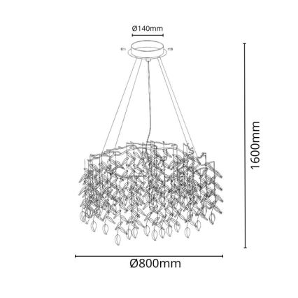 Lampadario di cristallo a sospensione 12xG9/40W/230V oro