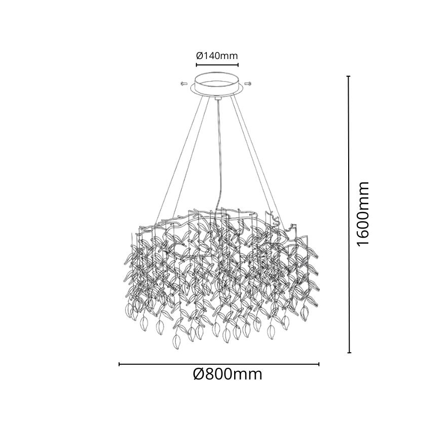 Lampadario di cristallo a sospensione 12xG9/40W/230V oro