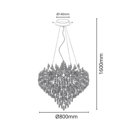 Lampadario di cristallo a sospensione 12xG9/40W/230V oro