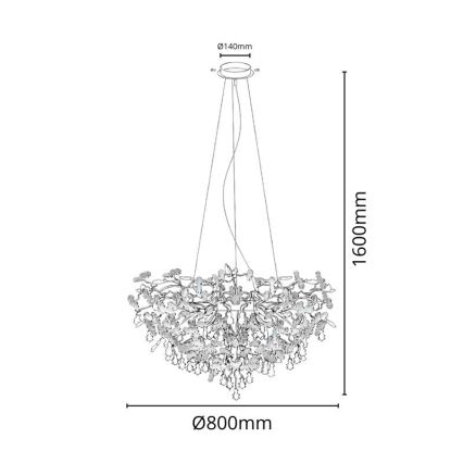 Lampadario di cristallo a sospensione 13xG9/40W/230V cromo lucido