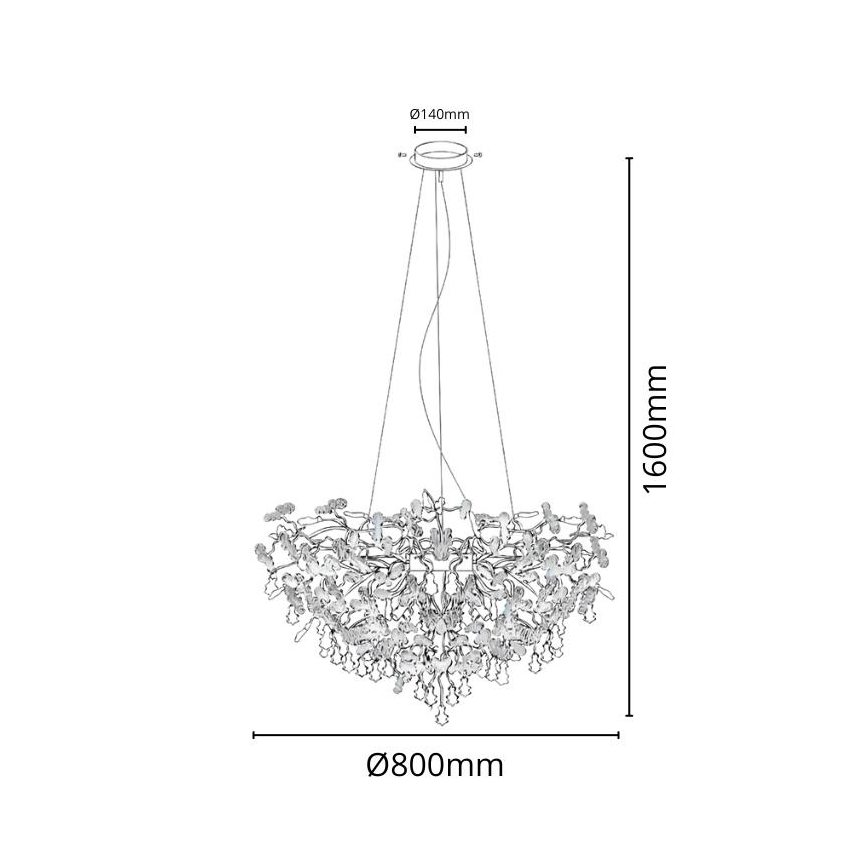 Lampadario di cristallo a sospensione 13xG9/40W/230V cromo lucido