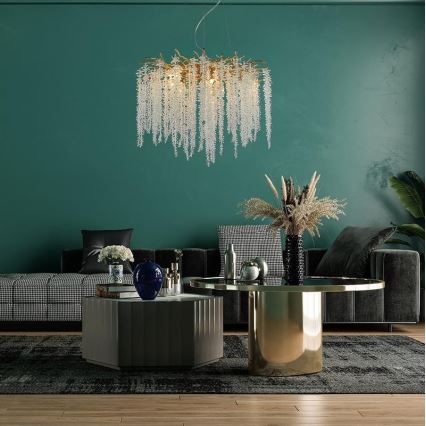 Lampadario di cristallo a sospensione 9xG9/40W/230V oro