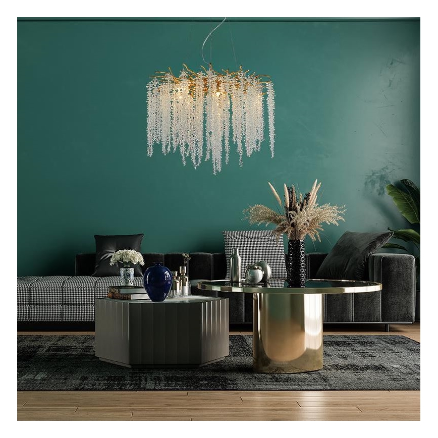 Lampadario di cristallo a sospensione 9xG9/40W/230V oro