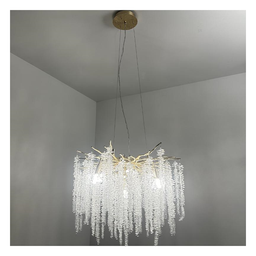 Lampadario di cristallo a sospensione 9xG9/40W/230V oro