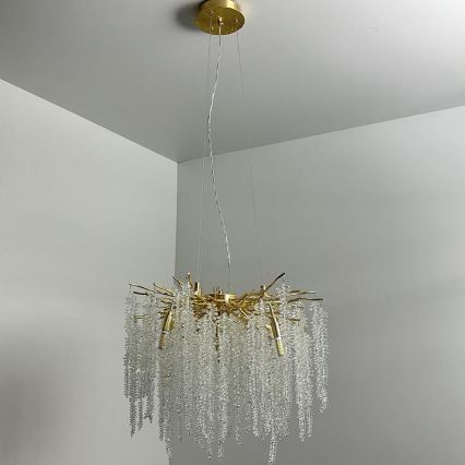 Lampadario di cristallo a sospensione 9xG9/40W/230V oro