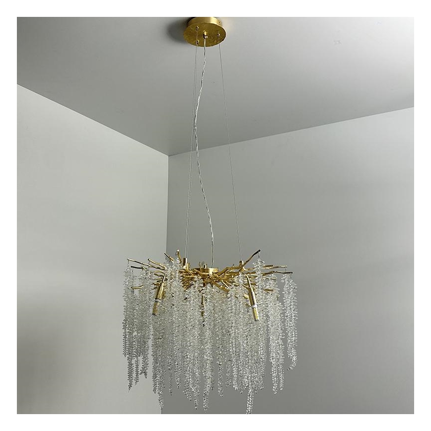 Lampadario di cristallo a sospensione 9xG9/40W/230V oro