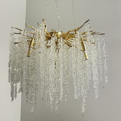 Lampadario di cristallo a sospensione 9xG9/40W/230V oro