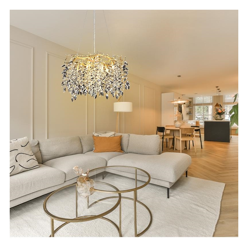 Lampadario di cristallo a sospensione 9xG9/40W/230V oro