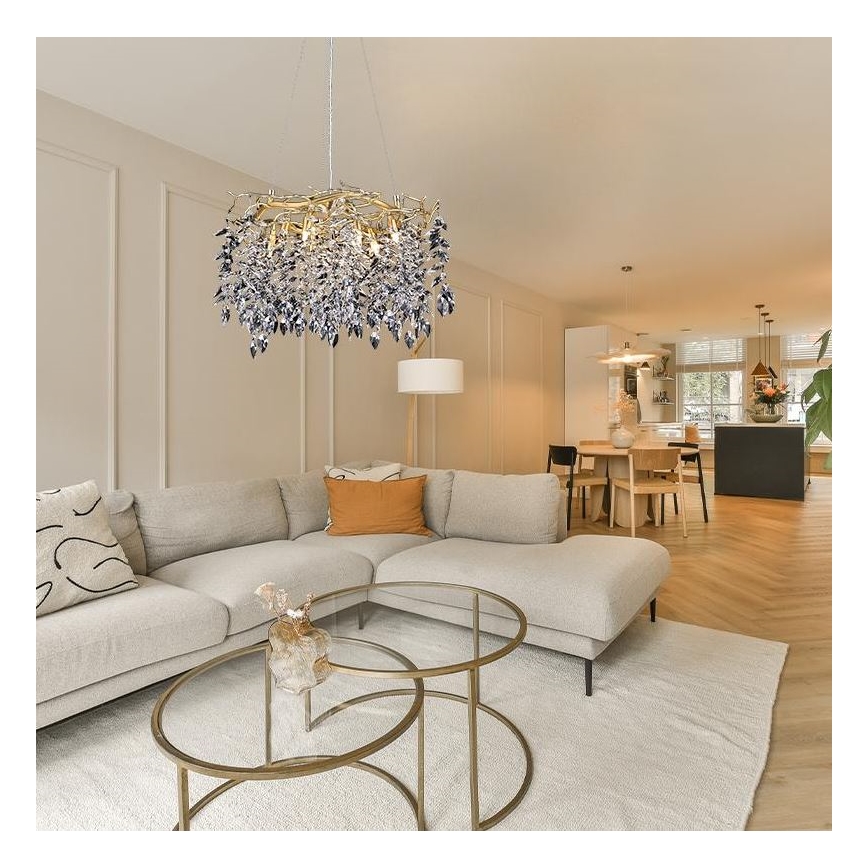 Lampadario di cristallo a sospensione 9xG9/40W/230V oro