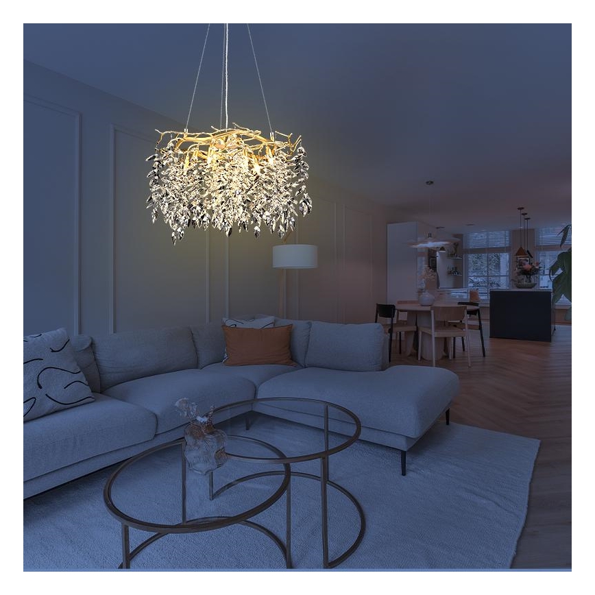 Lampadario di cristallo a sospensione 9xG9/40W/230V oro
