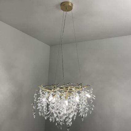 Lampadario di cristallo a sospensione 9xG9/40W/230V oro