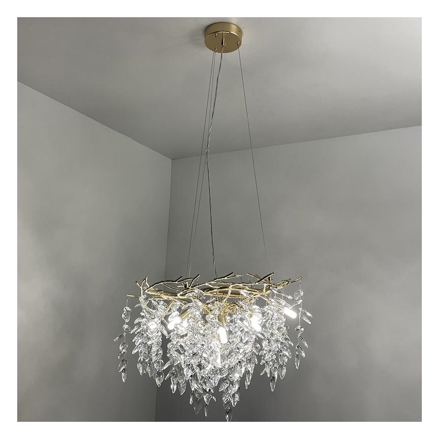 Lampadario di cristallo a sospensione 9xG9/40W/230V oro