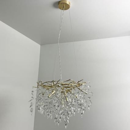 Lampadario di cristallo a sospensione 9xG9/40W/230V oro
