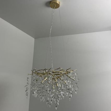 Lampadario di cristallo a sospensione 9xG9/40W/230V oro