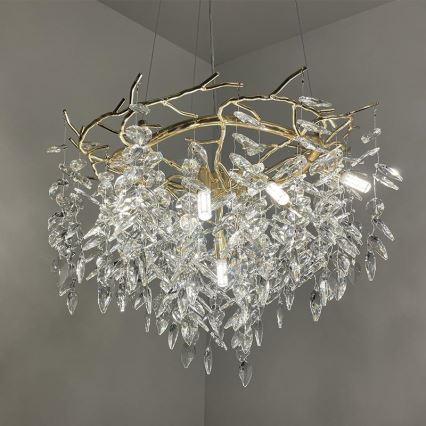 Lampadario di cristallo a sospensione 9xG9/40W/230V oro