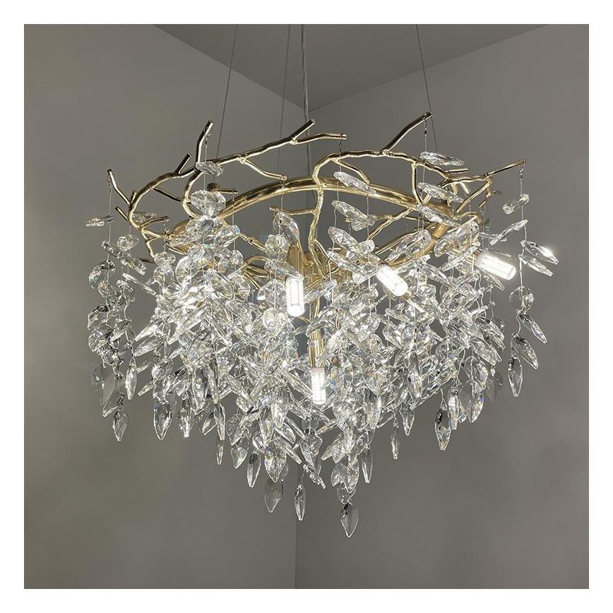 Lampadario di cristallo a sospensione 9xG9/40W/230V oro