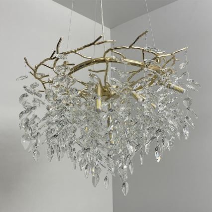 Lampadario di cristallo a sospensione 9xG9/40W/230V oro