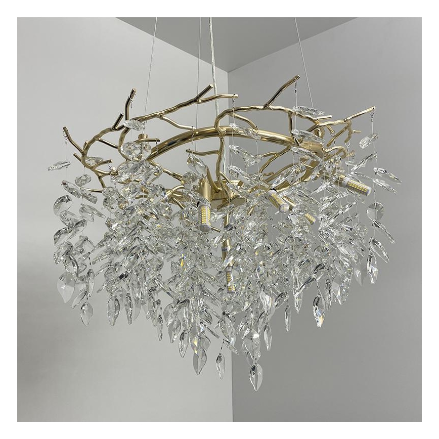 Lampadario di cristallo a sospensione 9xG9/40W/230V oro