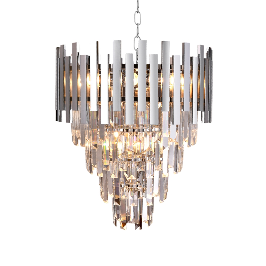 Lampadario di cristallo a sospensione con catena ASPEN 9xE14/40W/230V