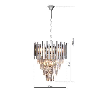 Lampadario di cristallo a sospensione con catena ASPEN 9xE14/40W/230V