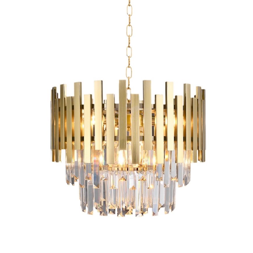 Lampadario di cristallo a sospensione con catena ASPEN GOLD 6xE14/40W/230V