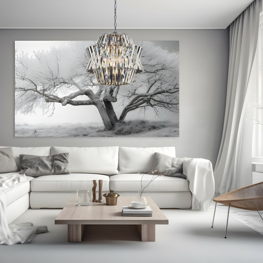 Lampadario di cristallo a sospensione con catena CROWN 12xE14/40W/230V cromo lucido