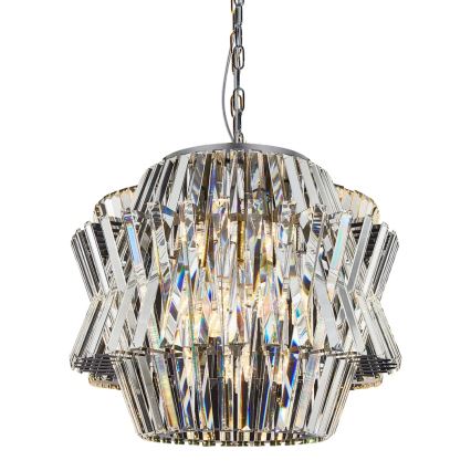 Lampadario di cristallo a sospensione con catena CROWN 12xE14/40W/230V cromo lucido
