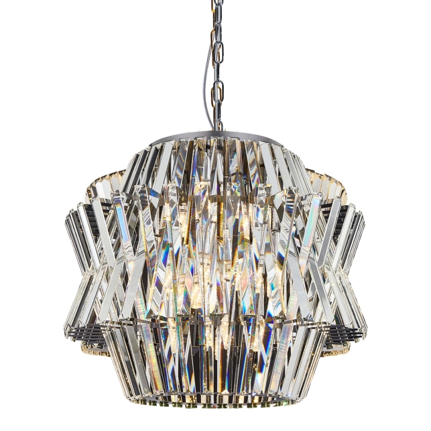 Lampadario di cristallo a sospensione con catena CROWN 12xE14/40W/230V cromo lucido