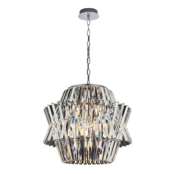 Lampadario di cristallo a sospensione con catena CROWN 12xE14/40W/230V cromo lucido