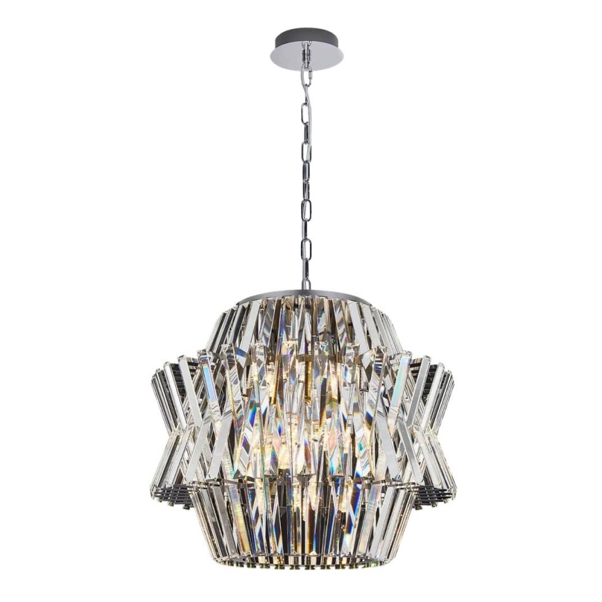 Lampadario di cristallo a sospensione con catena CROWN 12xE14/40W/230V cromo lucido