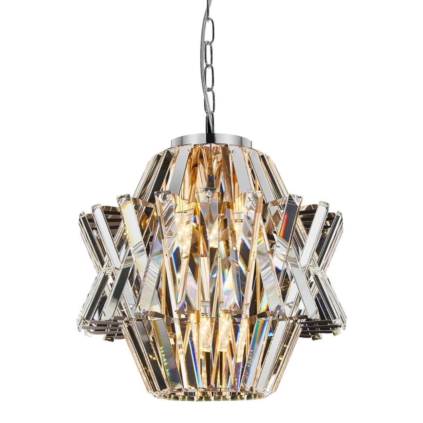 Lampadario di cristallo a sospensione con catena CROWN 4xE14/40W/230V cromo lucido