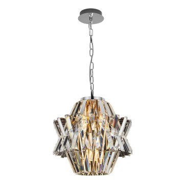 Lampadario di cristallo a sospensione con catena CROWN 4xE14/40W/230V cromo lucido