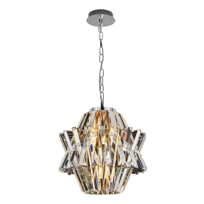 Lampadario di cristallo a sospensione con catena CROWN 4xE14/40W/230V cromo lucido