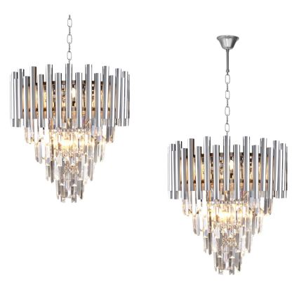 Lampadario di cristallo a sospensione con catena MADISON 9xE14/40W/230V cromo lucido