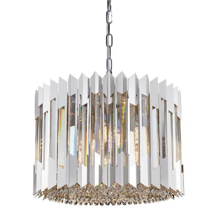Lampadario di cristallo a sospensione con catena RITZ 7xE14/40W/230V cromo lucido