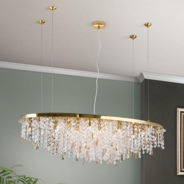 Lampadario di cristallo a sospensione CRYSTALRIVER 21xG9/40W/230V oro