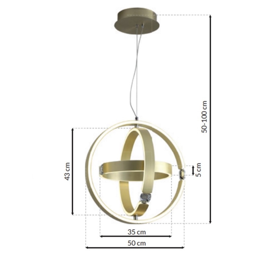Lampadario di cristallo LED su filo SIRIUS LED/80W/230V