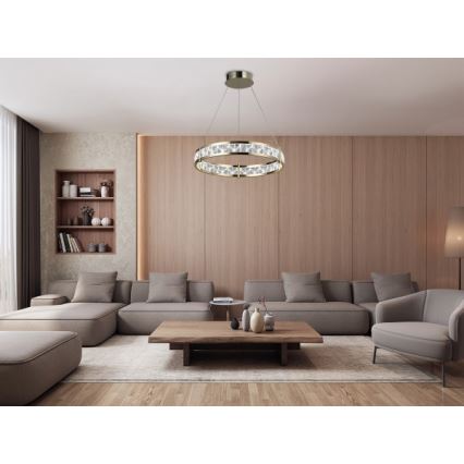 Lampadario in cristallo LED dimmerabile sospeso su cavo ENRIQUE LED/55W//230V 3000-6000K Ø 80 cm + telecomando