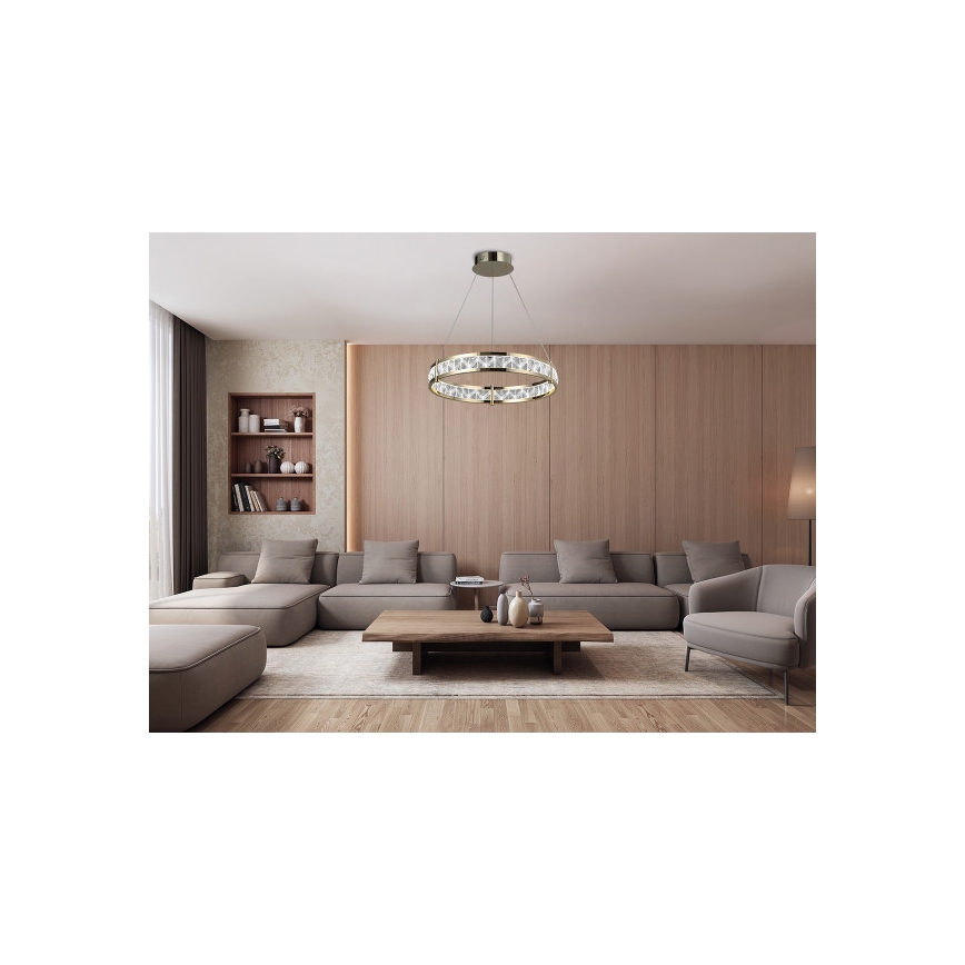 Lampadario in cristallo LED dimmerabile sospeso su cavo ENRIQUE LED/55W//230V 3000-6000K Ø 80 cm + telecomando