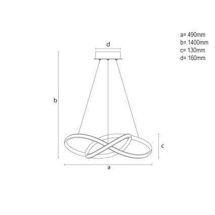 Lampadario dimmerabile a LED a sospensione con cavo, 65W, 230V, 3000-6500K, Ø 49 cm + telecomando