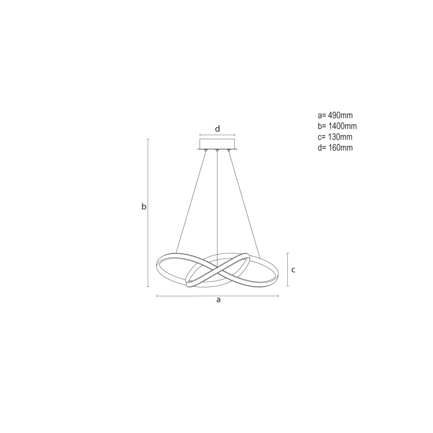 Lampadario dimmerabile a LED a sospensione con cavo, 65W, 230V, 3000-6500K, Ø 49 cm + telecomando
