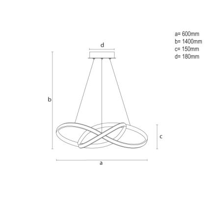 Lampadario dimmerabile a sospensione con cavo LED/85W/230V 3000-6500K diam. 60 cm + telecomando