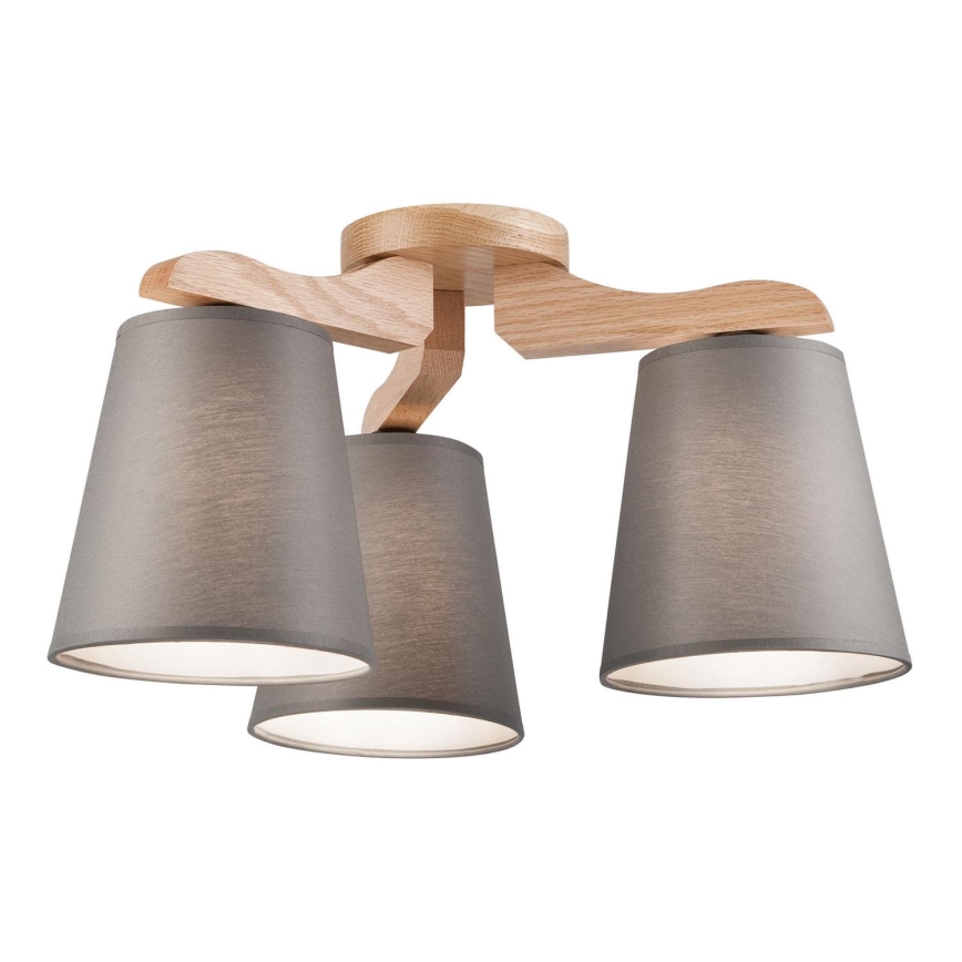 Lampadario fisso ANDREA 3×E27/60W/230V quercia/bianco