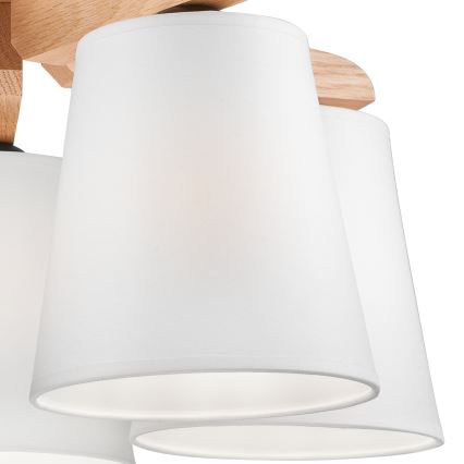 Lampadario fisso ANDREA 5×E27/60W/230V quercia/bianco