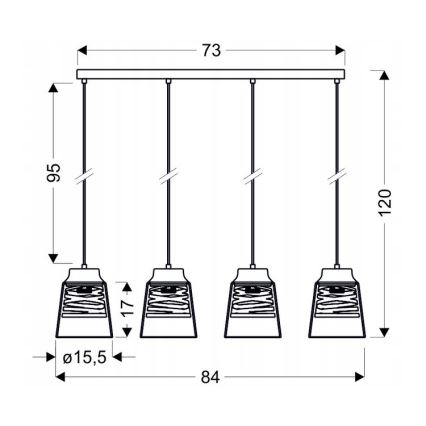 Lampadario fisso FRESNO 4xE27/60W/230V