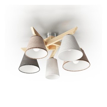 Lampadario fisso YOKE 5xE14/40W/230V naturale legno